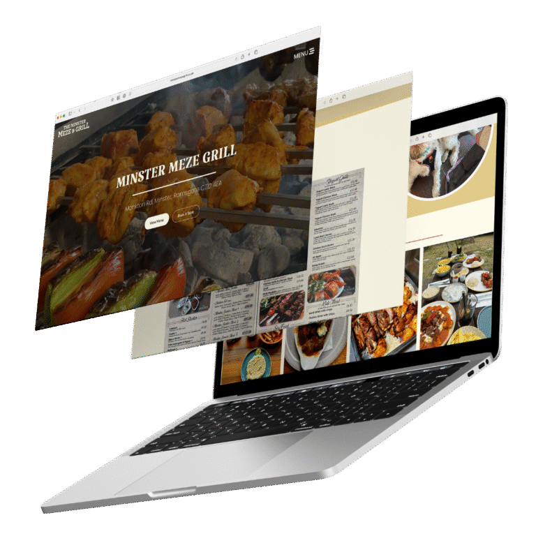 Website mockup featuring Thai food restaurant homepage with rich visuals