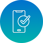 Mobile-optimised design icon with smartphone and check mark for responsive websites